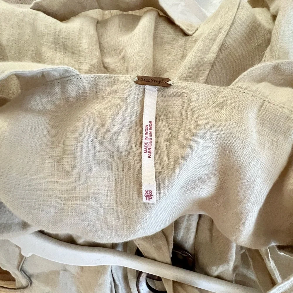 Free People Beige Linen Tie-Back Jumpsuit - Picture 6 of 6